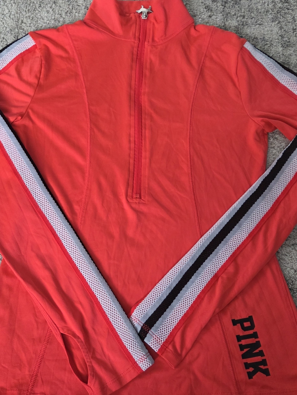 PINK Victoria's Secret Men’s Coral-Red Half-Zip Athletic Pullover